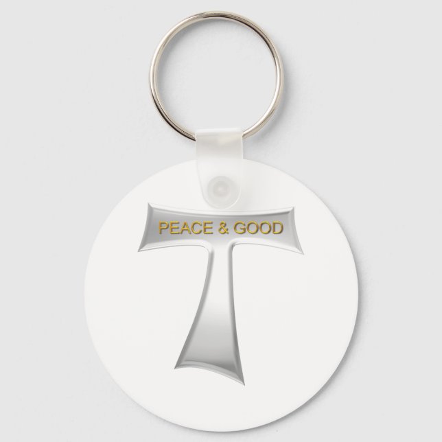 Franciscan Tau Cross Peace und Good Silver & Gold Schlüsselanhänger (Vorderseite)