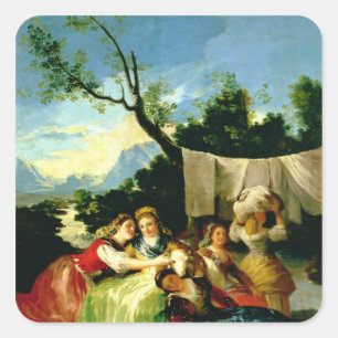 Francisco Jose de Goya y Lucientes   Die Washerwom Quadratischer Aufkleber