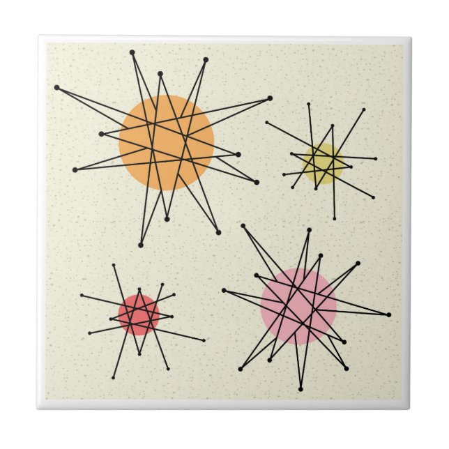 Franciskanische Sternexplosion Mitte des Jahrhunde Fliese (Vorderseite)