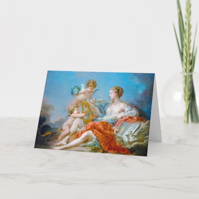 Francois-Boucher-Behauptung über Musik Rokoko Lady Karte (Vorderseite)