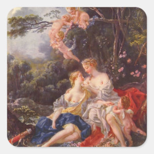 Francois Boucher - Jupiter und Callisto Quadratischer Aufkleber