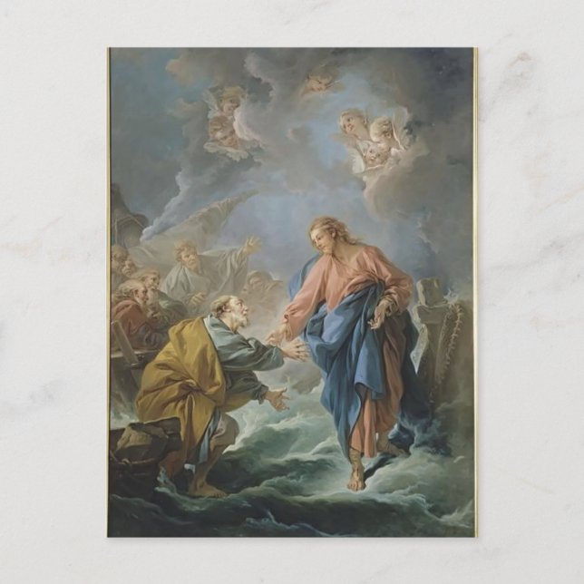 Francois Boucher - St. Peter zu Fuß eingeladen Postkarte (Vorderseite)