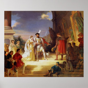 Francois I mit Leonardo da Vinci Poster