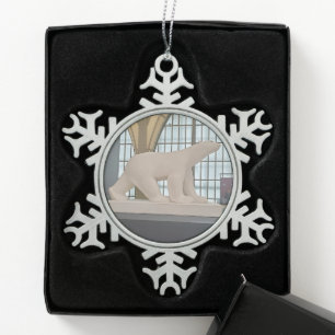 François Pompons Eisbär-Souvenir Schneeflocken Zinn-Ornament