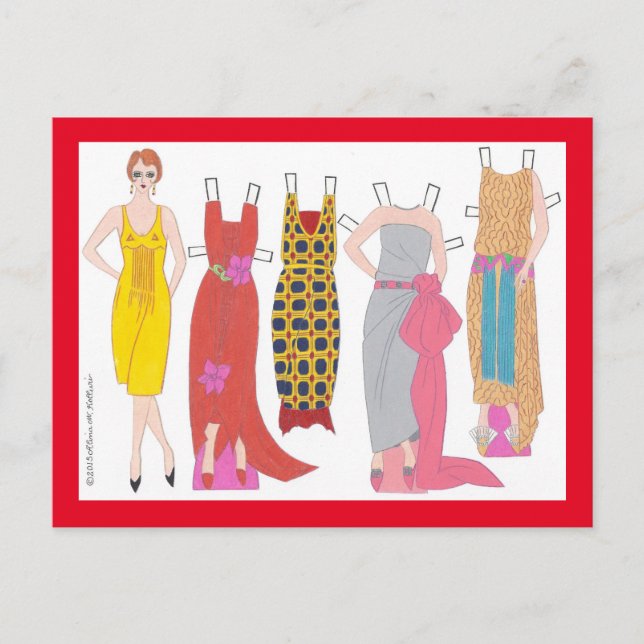 Francoise, Art-Déco-Dame von France Paper Doll Postkarte (Vorderseite)
