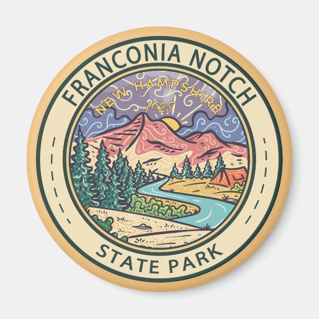 Franconia Notch Staat Park New Hampshire Abzeichen Magnet (Vorne)