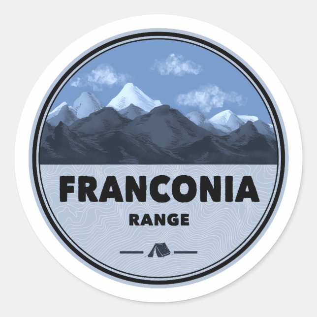 Franconia Range New Hampshire Camping Runder Aufkleber (Vorderseite)