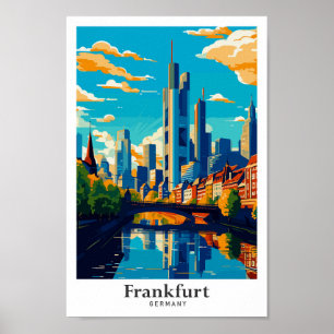 Franfurt Deutschland Art Vintage Reise Illustratio Poster