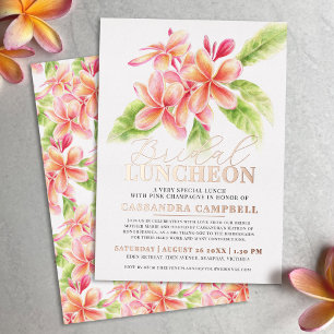 Frangipani-Aquarell-Blumen-Hochzeitslunch Folieneinladung