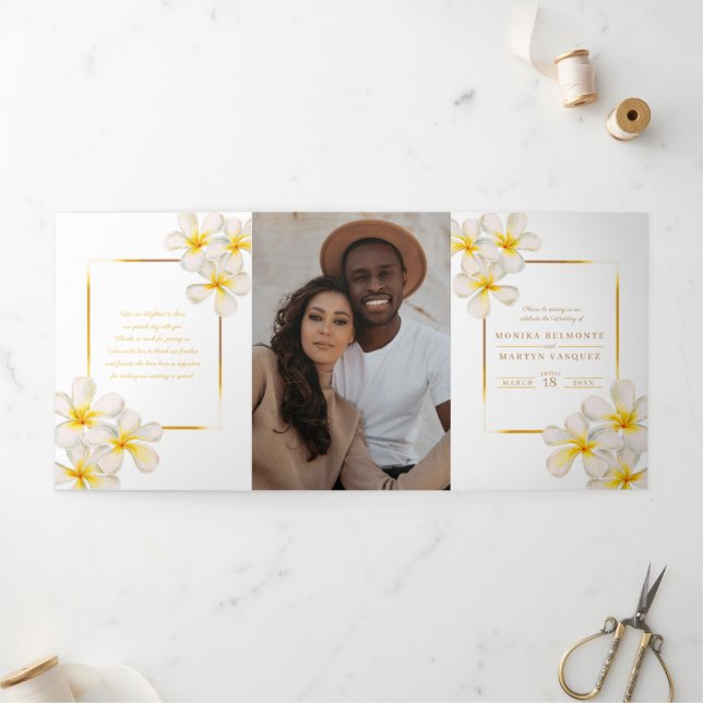 Frangipani-Blume Dreifach-gefaltete Programmkarte (Außenbereich)