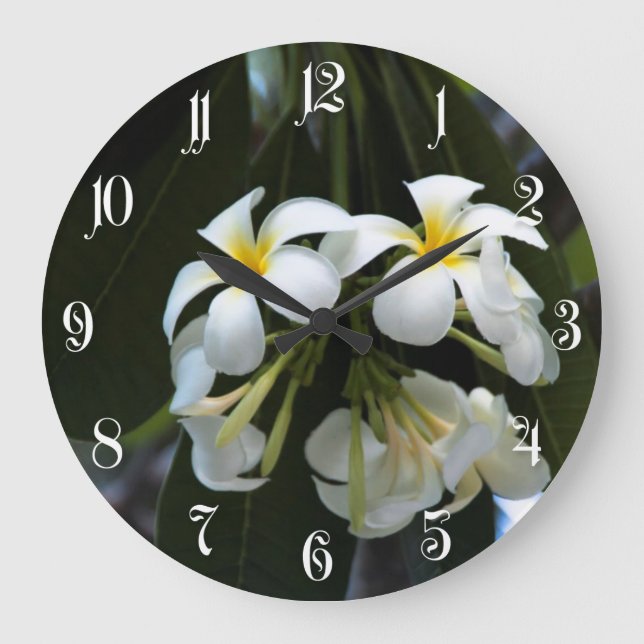 Frangipani-Blume Große Wanduhr (Vorderseite)
