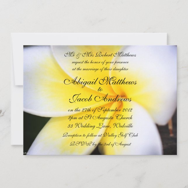 Frangipani - Einladung zur Hochzeit (Vorderseite)