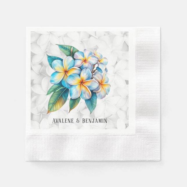 Frangipani Floral Hawaiian Wedding Custom Serviette (Vorderseite)