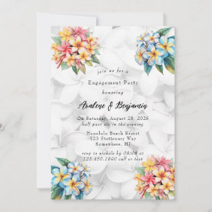 Frangipani Floral Hawaiianischer Engagement-Partei Einladung