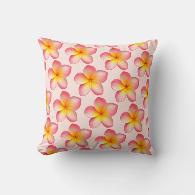 Frangipani Plumeria Blume Throw Kissen (Vorderseite)