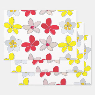 Frangipani Plumeria Farbige Blume Geschenkpapier Set