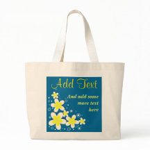 Frangipani Plumeria Floral Blue Große Tragetaschen