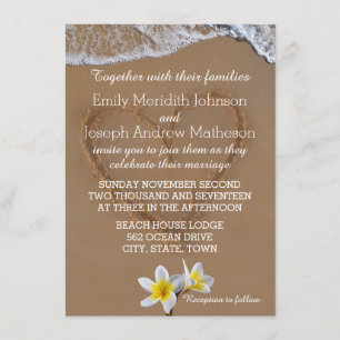 Frangipani Plumeria Ocean Wave Wedding Einladungen
