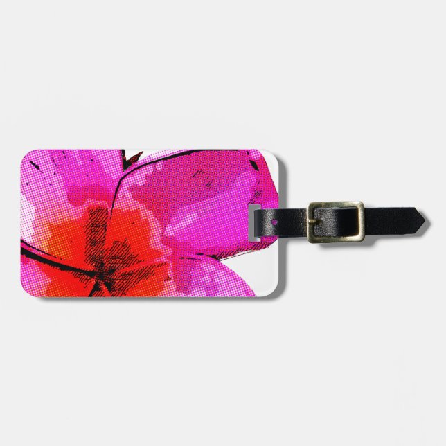 Frangipani-Pop-Kunst Gepäckanhänger (Vorderseite horizontal)