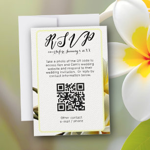 Frangipani Vertical QR Code Wedding RSVP Einladung