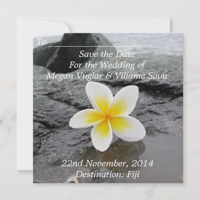 Frangipani Wedding Save the Date Ankündigungen (Vorderseite)