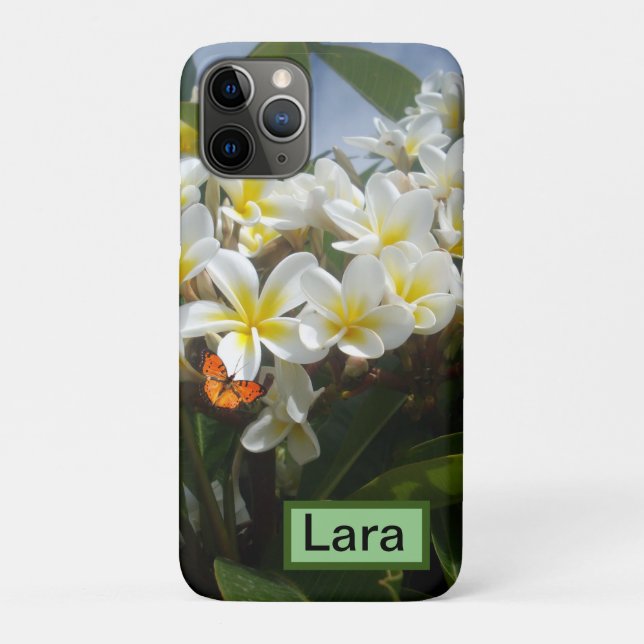 Frangipanis mit Schmetterling, maßgeschneidert Case-Mate iPhone Hülle (Rückseite)