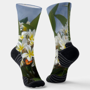 Frangipanis mit Schmetterling, Socken