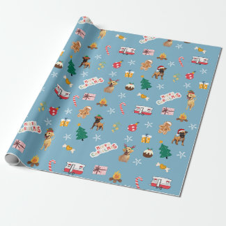 Frank & Baxter Weihnachtswrapping Paper - Blau Geschenkpapier