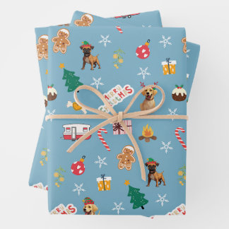 Frank & Baxter Weihnachtswrapping Paper - Blau Geschenkpapier Set