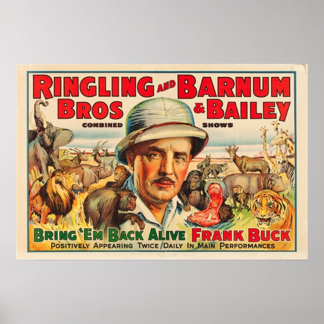 Frank Buck bringen "Em Back Alive Circus Poster (Vorne)