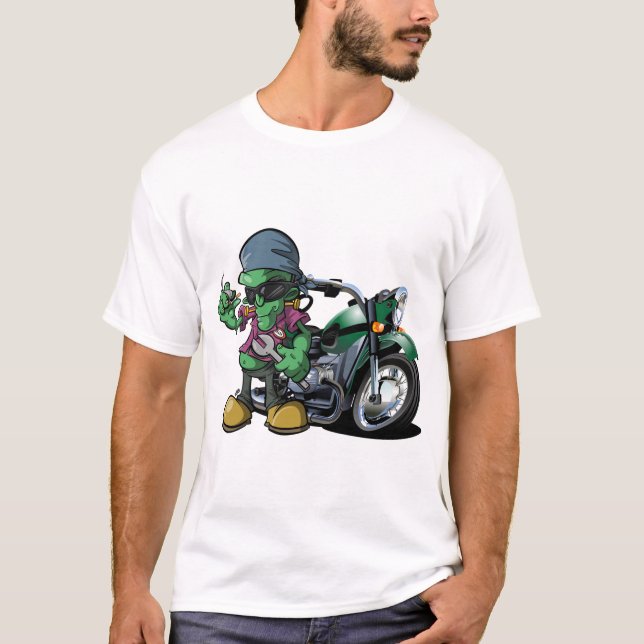 Frank der Mechaniker Frankenstein Radfahrer-Typ T-Shirt (Vorderseite)