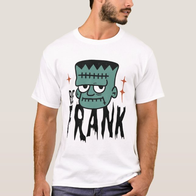 Frank Funny Frankenstein Halloween Design T-Shirt (Vorderseite)