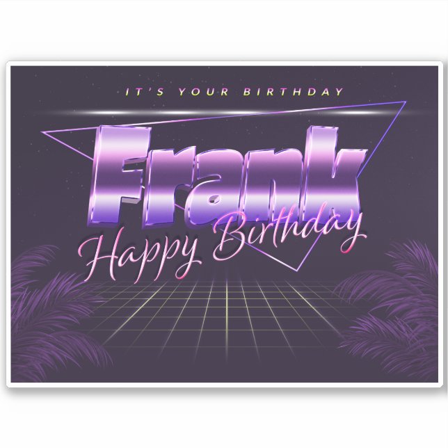Frank Name Vorname lila retro Sticker Geburtstag (Vorderseite)