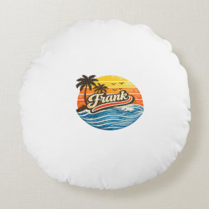 Frank Retro-Sonnenuntergang-Name-Design Rundes Kissen