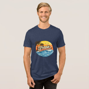 Frank Retro-Sonnenuntergang-Name-Design Tri-Blend Shirt