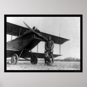 Frank Stanton mit einer Katze auf seinem Flugzeug Poster