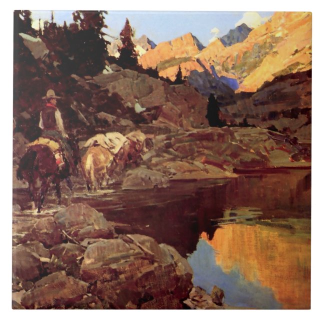 Frank Tenney Johnson Western Art "Mountain Lake" Fliese (Vorderseite)
