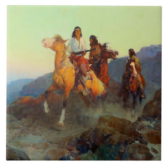 Frank Tenney Johnson Western Art "Renegade Apache" Fliese (Vorderseite)