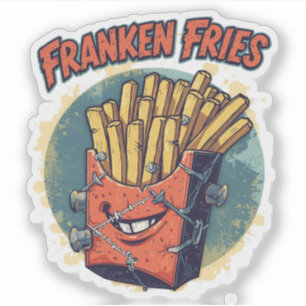Franken Fries Funny Halloween Fries Pun Aufkleber