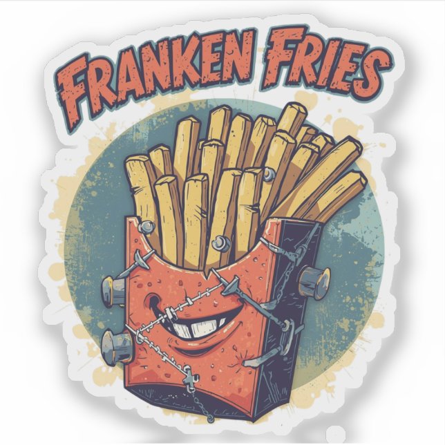 Franken Fries Funny Halloween Fries Pun Aufkleber (Vorderseite)