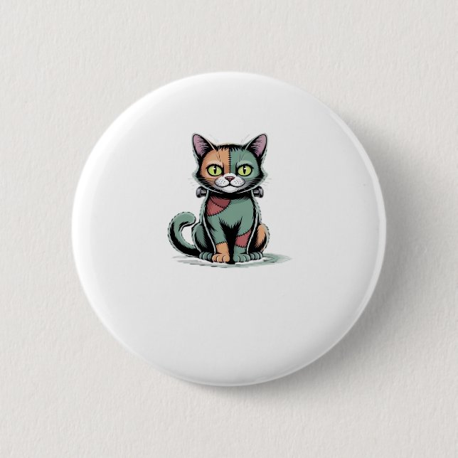 FrankenCat Oversized T - Shirt Button (Vorderseite)