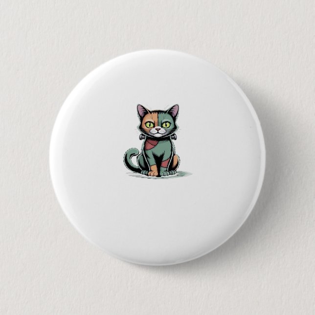 FrankenCat Oversized T - Shirt Button (Vorderseite)