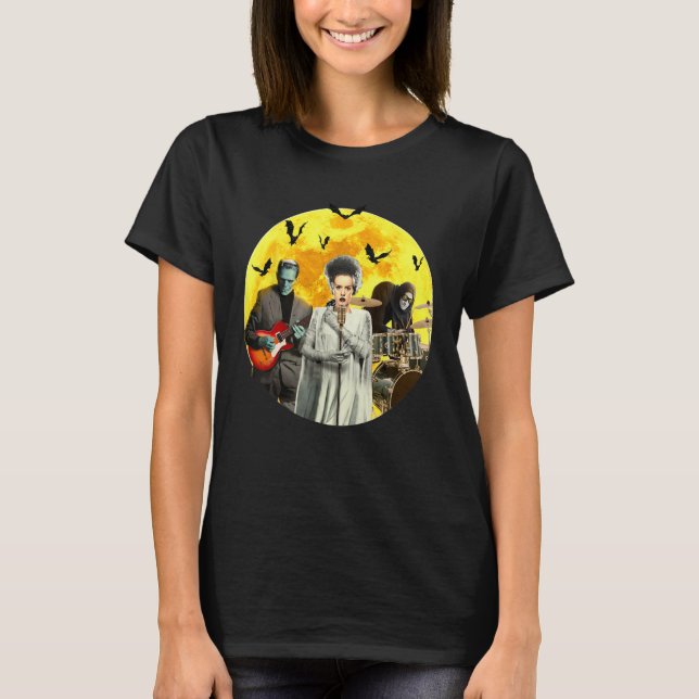 Frankenguitar Frankenstein mit Bride & Igor Hallo T-Shirt (Vorderseite)