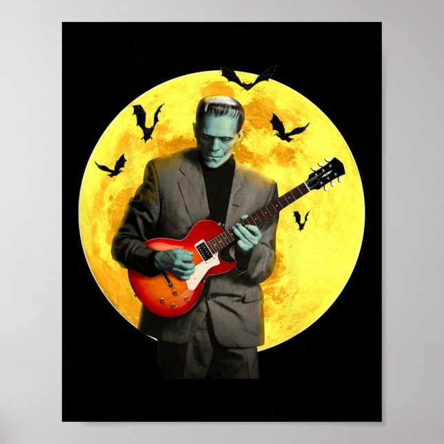 Frankenguitar Plays Electric Guitar Halloween Poster (Vorne)