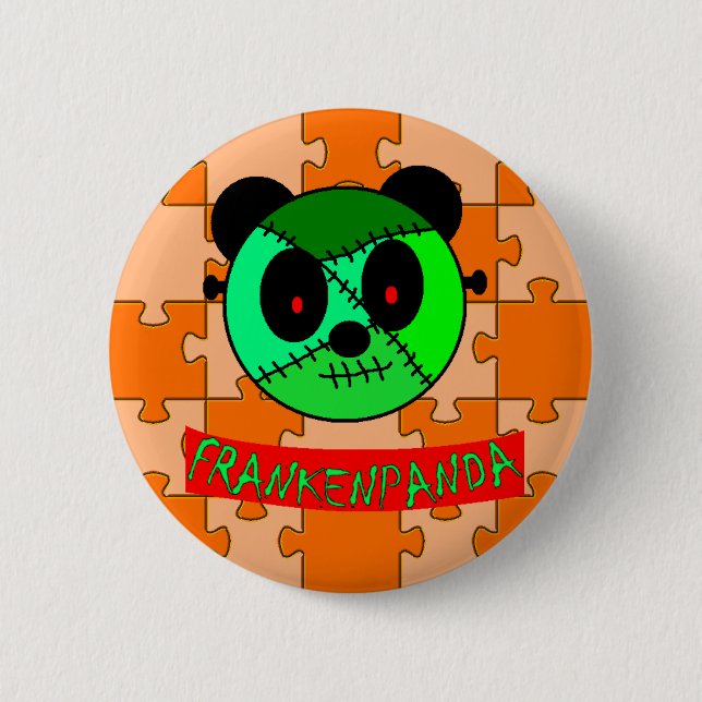 Frankenpanda Halloween Knöpfe und Geschenke! Button (Vorderseite)