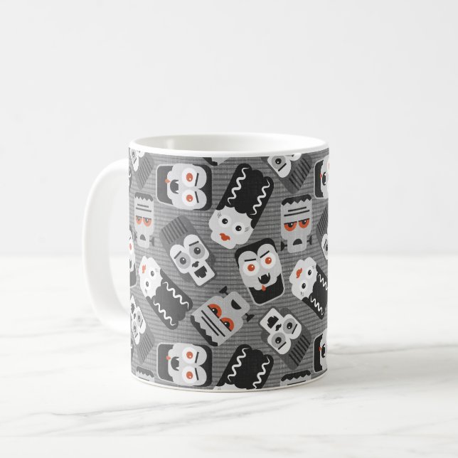 Frankenstein and spooky friends - black, white and kaffeetasse (Vorderseite Links)