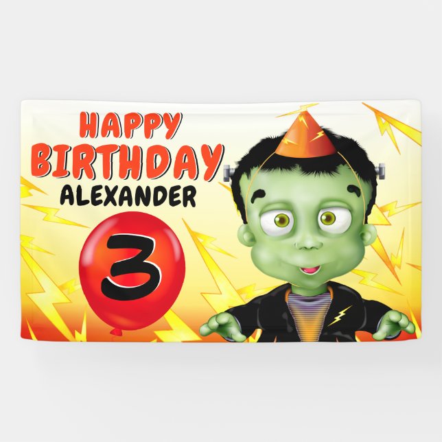 Frankenstein Birthday Party Banner (Horizontal)