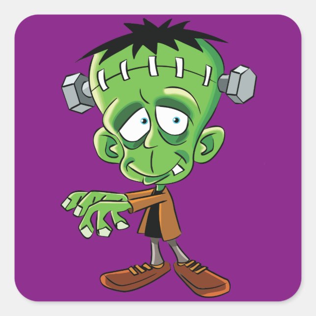 FRANKENSTEIN CARTOON QUADRATISCHER AUFKLEBER (Vorderseite)