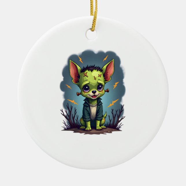 Frankenstein-Chihuahua-Schock Keramik Ornament (Vorne)