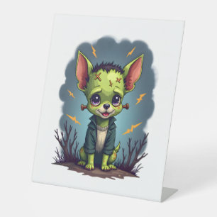 Frankenstein Chihuahua Shock Sockelschild